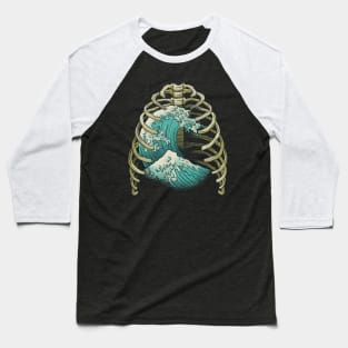 Kanagawa Wave Ribs Bones by Tobe Fonseca Baseball T-Shirt